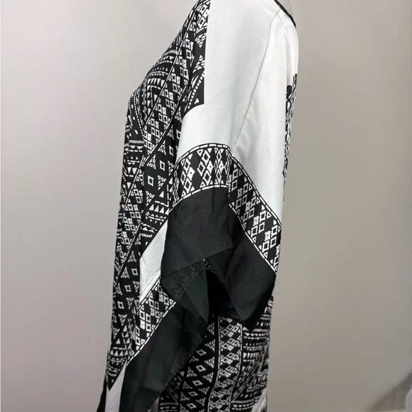 Michael Kors black and white print kaftan tunic top size L/XL - Picture 5 of 7